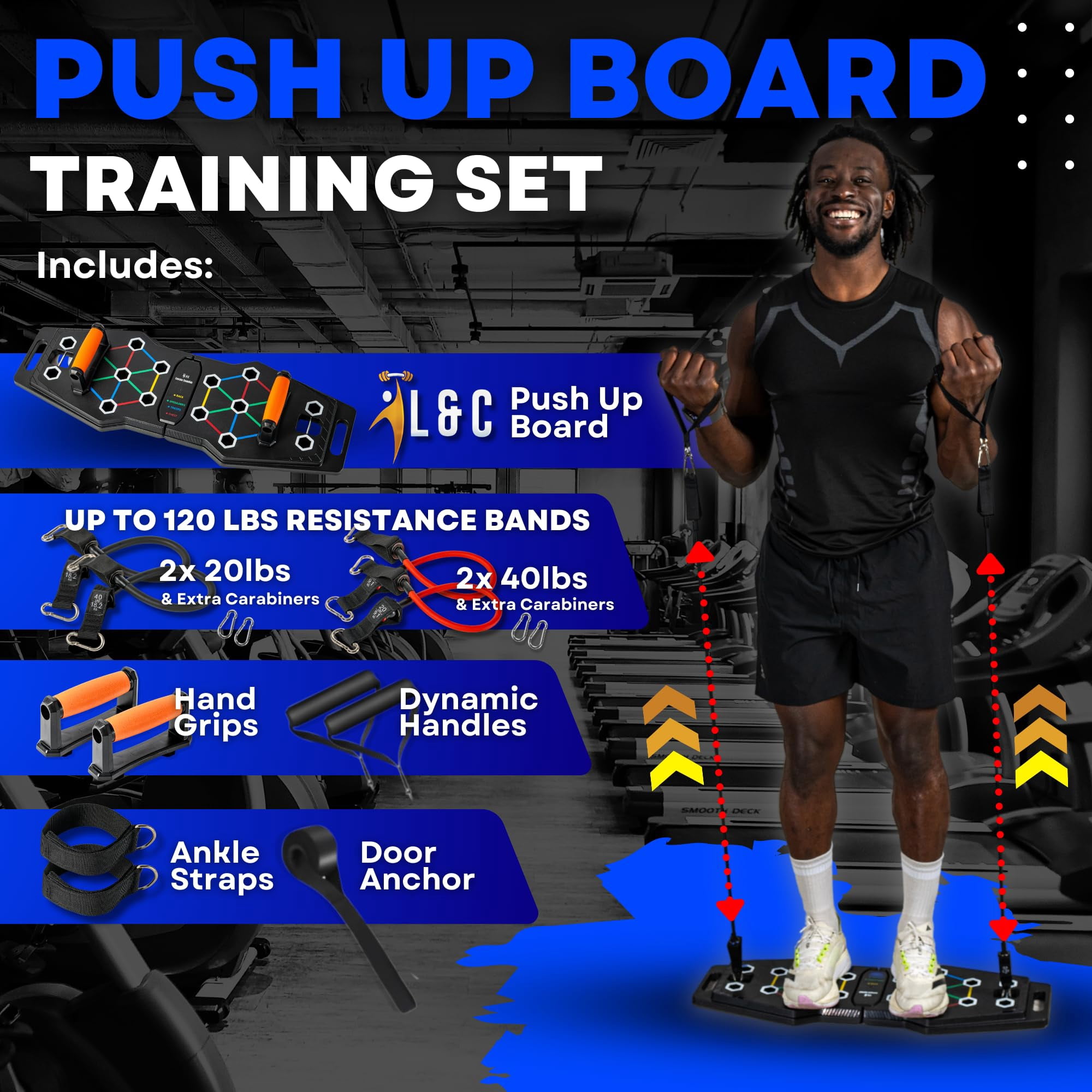 Push Up Board For Full Body Workout At Home - Portable  Joint Friendly Fun & Motivating Equipment With Qr Code Guided Workouts Ideal Men Women Teens