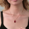 thumbnail image 2 of Gem Stone King 5.02 Ct Red Created Ruby White Diamond 18K Rose Gold Plated Silver Pendant with Chain, 2 of 5