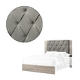 thumbnail image 4 of Benjara Wooden California king Bed with Button Tufted Headboard- Gray and Cream, 4 of 6