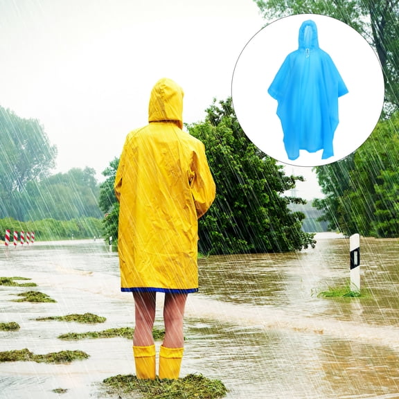 Luxshiny 2Pcs Reusable Blue Raincoat with Hoods for Adult Protective Lightweight Outdoor Wear