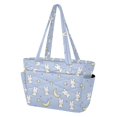 thumbnail image 2 of FORMRS Tote Bag for Women Quilted Large Capacity Travel Work Carry On Shoulder Handbag, Blue Cartoon Rabbit Pattern, 2 of 7