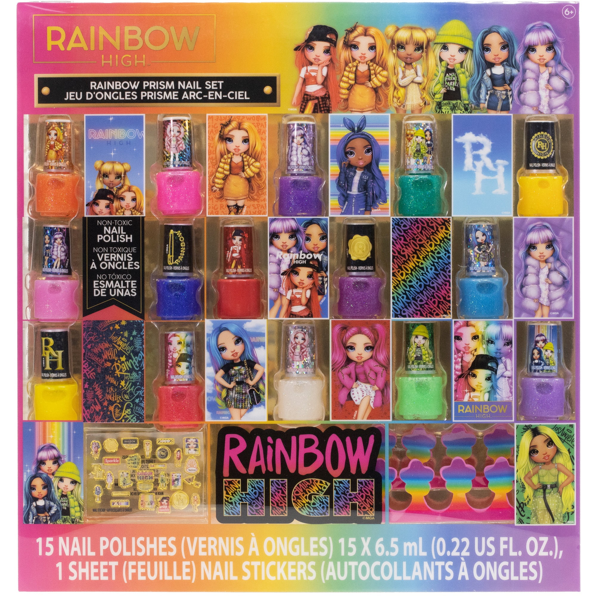 Rainbow High - Townley Girl Peel-Off Nail Polish Make-up Activity Set for Girls, Ages 6+