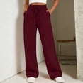 thumbnail image 2 of QASIEATN Women Fleece Baggy Sweatpants with Pockets Wide Straight Leg High Waist Joggers Pants Winter Clothes, 2 of 7