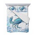 thumbnail image 7 of Quilts Twin Size Bedding Set, Blue Coastal Crab Lightweight Quilted Comforter, Summer Ocean Coral Sea Fish Abstract Soft Reversible Bedspread Coverlet with Pillow Covers for All Season, 68" x 86", 7 of 7