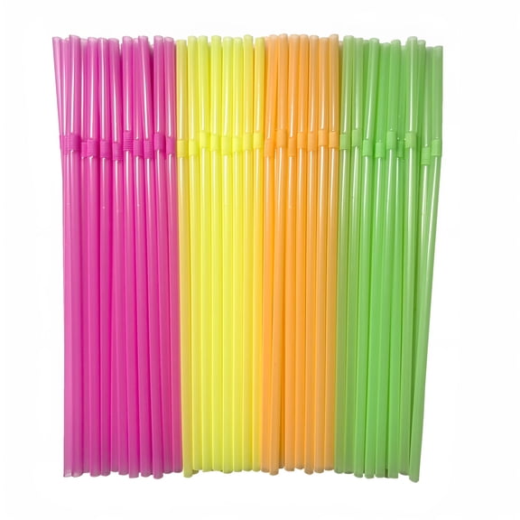 ACDANC 200 Piece Flexible Plastic Drinking Straws,Disposable Bendable Straws Bulk 8.25" Long and 0.28'' Diameter(Colored)