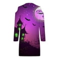 thumbnail image 4 of WXLWZYWL Ladies Evening Dresses Casual Halloween Printed Dress Long Sleeve Strapless Dress Fashion Round Neck Suspender Off Shoulder Dress, 4 of 5