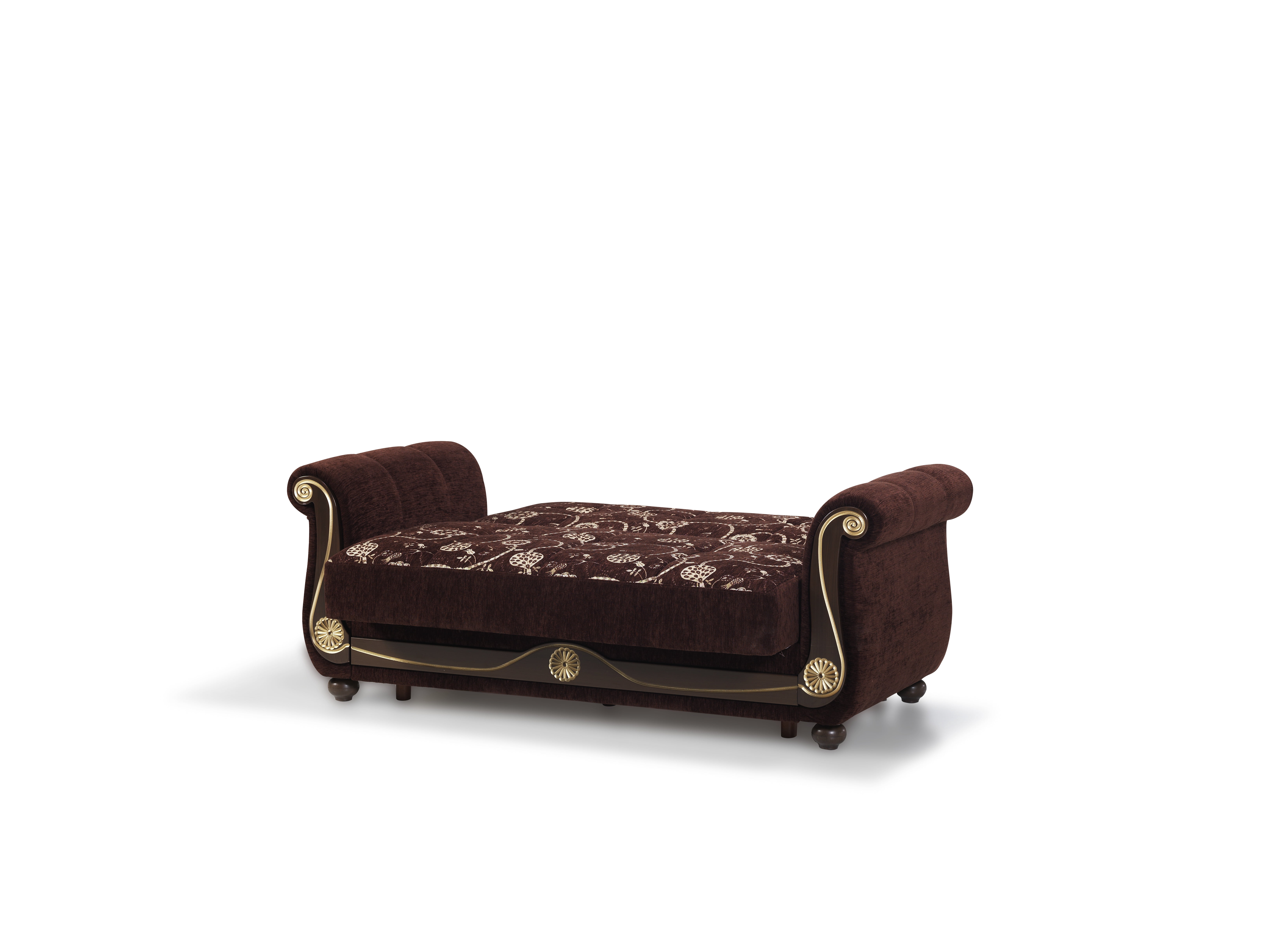 Ottomanson Convertible Sleeper Loveseat with Hidden Storage, Firm Seating, Brown