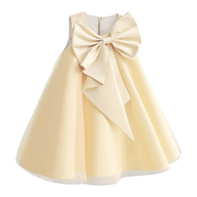 Robes de Fête d'Anniversaire Sans Manches avec Nœud pour Filles, Robe de Princesse pour Enfants, Robe de Communion, Robe de Demoiselle d'Honneur, Robe de Bal de Mariage 7-8 Ans