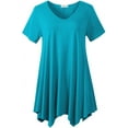 thumbnail image 4 of LARACE Short Sleeve T-Shirts for Women Plus size Tops V-Neck Tunic Tops for Leggings Lake Blue 2X, 4 of 9