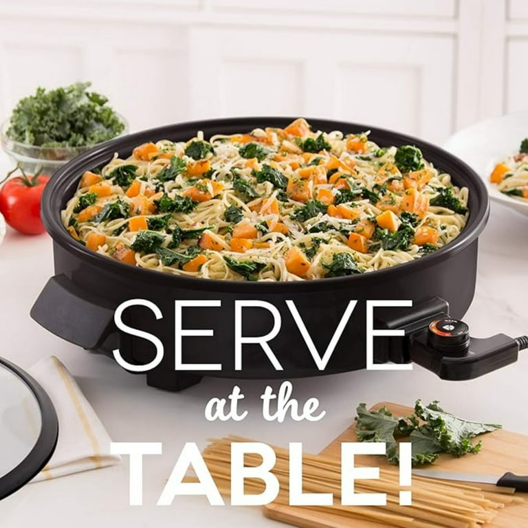 Dash Family Size Electric Skillet – 14″ Nonstick, 20-Cup Capacity, 1400W, Tempered Glass Lid, Recipe Book