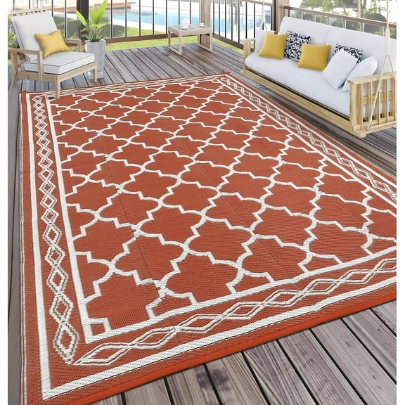 Outdoor Rug, Waterproof Reversible Plastic Straw Mat - Large Patio Carpet, Durable, Fade Resistant, Easy Clean - For RV, Deck, Porch, Balcony, Camping, Beach, Picnic, Backyard