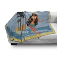 thumbnail image 3 of Aloha Soft Flannel Fleece Throw Blanket, Grungy Effect Vintage Design of an Island with Brunette Long Haired Hawaiian Lady, Cozy Plush for Indoor and Outdoor Use, 60" x 80", Multicolor, by Ambesonne, 3 of 6