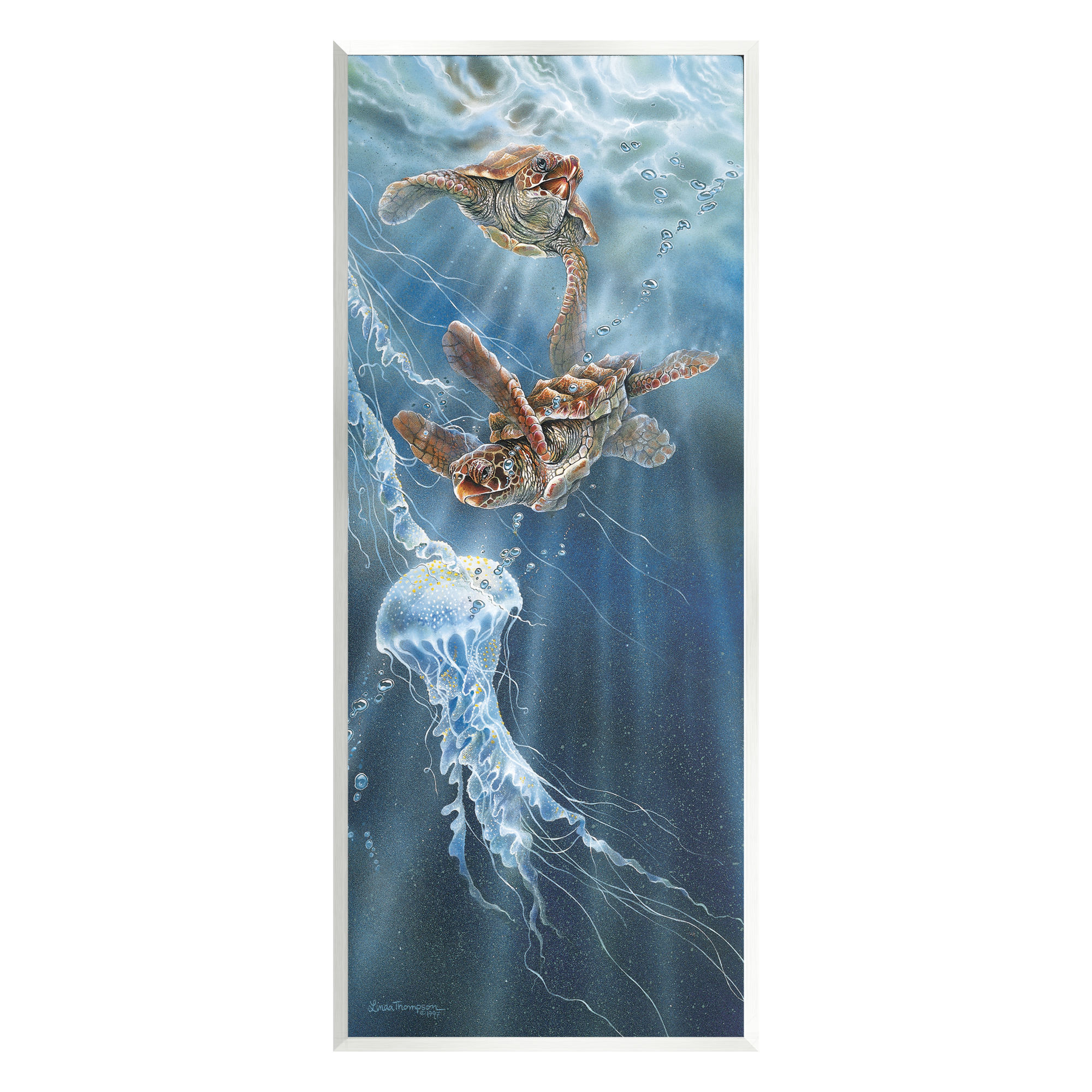 Stupell Industries Deep Ocean Sea Turtle Painting Unframed Art