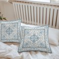 thumbnail image 6 of Throw Pillow Covers 18x18 Inch Set of 2, Blue Boho Waterproof Outdoor Pillow Covers, Farmhouse Pastoral Bohemia Luxury Patterned Decorative Cushion Pillowcases for Couch, Sofa, Bed, Garden, Patio, 6 of 9
