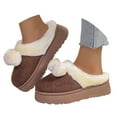 thumbnail image 2 of Women Platform Fuzzy Slippers Soft Plush Winter Slippers Clogs Indoor Outdoor Slip on Home Shoes for Women Men Brown Size 6, 2 of 8