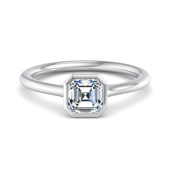 Eterna Jewel 1.6 Ct Lab Created Asscher Cut Diamond Wedding Ring - 14K White Gold Over Bezel Set Engagement Ring for Women - Ideal Ring for Proposals, Anniversaries, or Birthday Celebrations