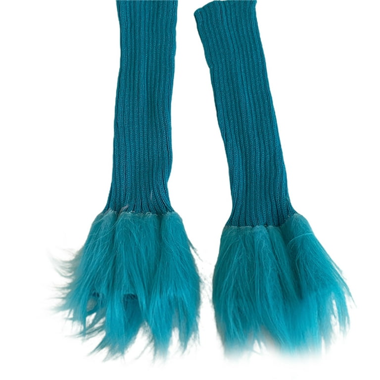 Komoo Women Faux Fur Leg Warmers 80s 90s Kawaii Knit Patchwork Fluffy Leg  Warmers Furry Boot Covers