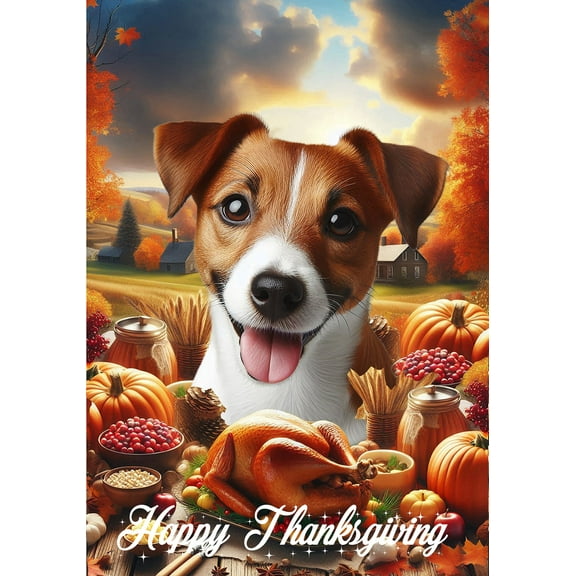 Jack Russell - Best of Breed Thanksgiving Outdoor Garden Flag 12" x 17" Mailbox Flag Dog Flag