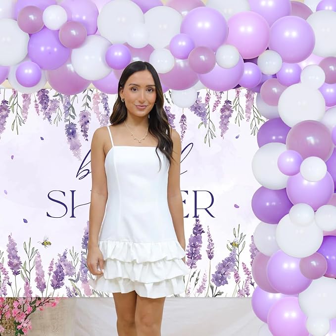Lavender Bridal Shower Party Decoration Lavender Purple Bakcdrop Balloon Garland Arch Kit Purple Floral Bride to Be Decor for Bride to Be Bridal Shower Bachorlette Party Wedding Decor Supplies