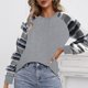 thumbnail image 4 of Túnica casual con cuello redondo, blusa holgada de manga larga raglán para mujer, camisas para uso diario, gris XXL, 4 of 6