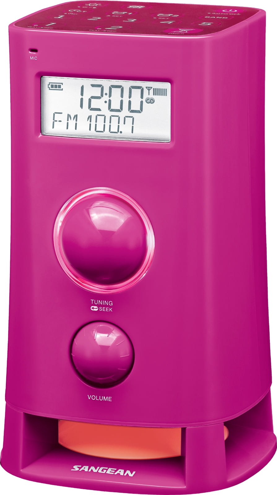 Sangean Digital Kitchen Alarm Clock Radio with Large Easy to Read Backlit LCD Display, Built-in Stereo Speaker Plus 6ft Aux Cable to Connect Any Ipod, Iphone or Mp3 Digital Audio Player