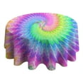 thumbnail image 4 of Colorful Tie Dye Pattern Round Tablecloth 60"x60",Wrinkle Wipeable Table Cloth for Kitchen Dining Room Picnic Patio Party, 4 of 6
