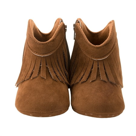 

Bmnmsl Baby Girls Boots Soft Tasseled Zipped Non-slip Toddler Shoes