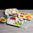 thumbnail image 2 of 6PCS/Set Eco-friendly Wheat Straw Tableware Set Unbreakable Children Dinnerware Set Comes with Plate Bowl Cup Spoon Fork and Chopsticks (Blue), 2 of 8