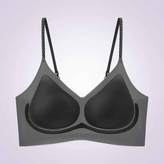 Women Plus Size Seamless Bras Thin Ice Silk Underwear Full Coverage Comfort Lightly Sports Wireless Bralettes Black XXL