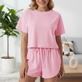 thumbnail image 2 of Byworldtasic Women's 2 Piece Lounge Sets Casual Outfits Pajamas Short Sleeve Shirts Shorts Cozy Sweatsuit Set with Pockets, 2 of 5