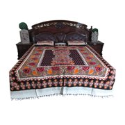 Mogul Tapestry Cotton Bed Cover Ethnic Print Indi King Bedspread 3pc set