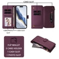 thumbnail image 3 of Dteck Wallet Crossbody Strap Case for Samsung Galaxy A17 5G,Magnetic Leather+TPU Card Slots Zipper Wallet Case Shockproof Kickstand Cover with Detachable Wrist Strap / Shoulder Strap,Darkpurple, 3 of 6