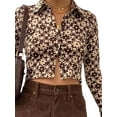 thumbnail image 4 of goowrom Cardigan à Manches Longues pour Femmes avec Imprimé Floral et Nombril Exposé, 4 of 9
