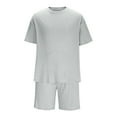 thumbnail image 4 of Awdenio Men's 2 Piece Outfits Short Sleeve Crewneck Summer T Shirt and Drawstring Casual Track Shorts Set, 4 of 6