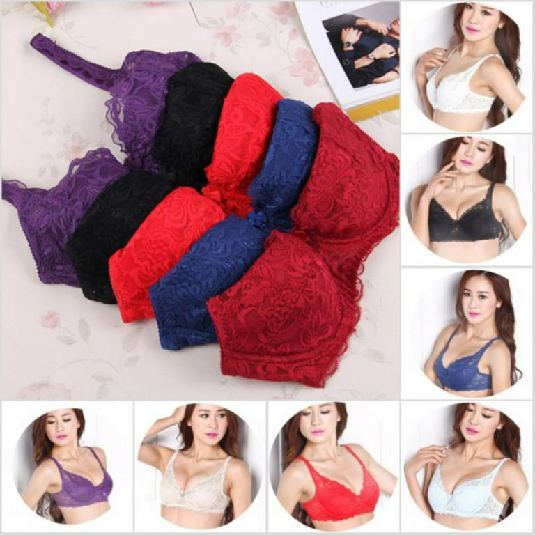 Popvcly Lace Sports Bras for Women 5/8 Cup Wirefree Support Brassiere  Underwear 70B/75B/80B/85B/90B,Pack of 2