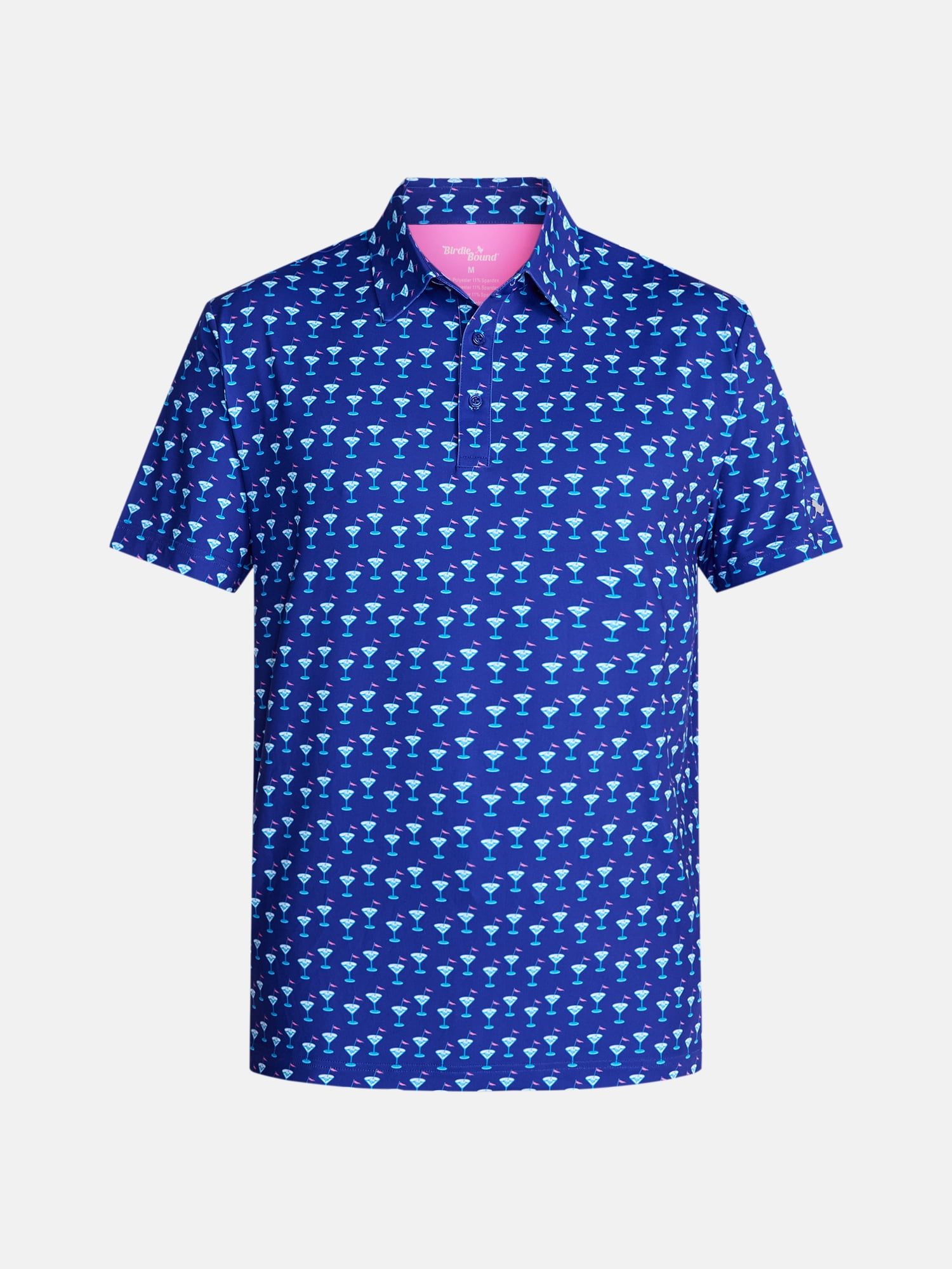 Birdie Bound Men's and Big Men's Printed Martini Glass Polo Shirt, Sizes XS-4XLT