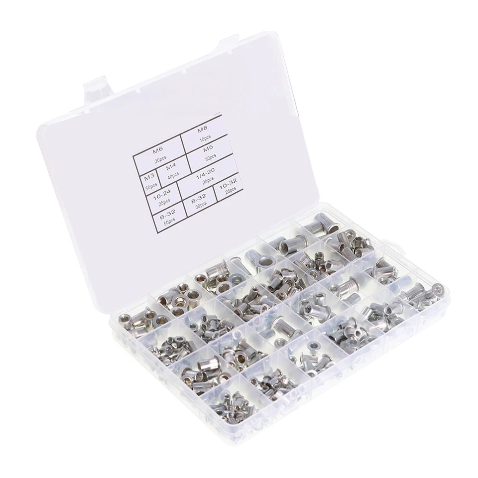 CIRCLE- Aluminum Rivet Nut Kit 300 Piece 150 Pcs Metric + 150 Pcs Sae Nutsert Kit