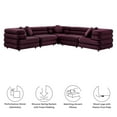 thumbnail image 3 of Modway Jubilee 5-Piece Modular Performance Velvet Sectional Sofa in Mulberry, 3 of 10