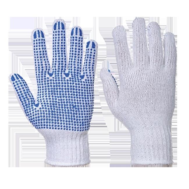 12 Pairs Portwest A111 Classic Work Gloves PVC Polka Dot General Handling White 