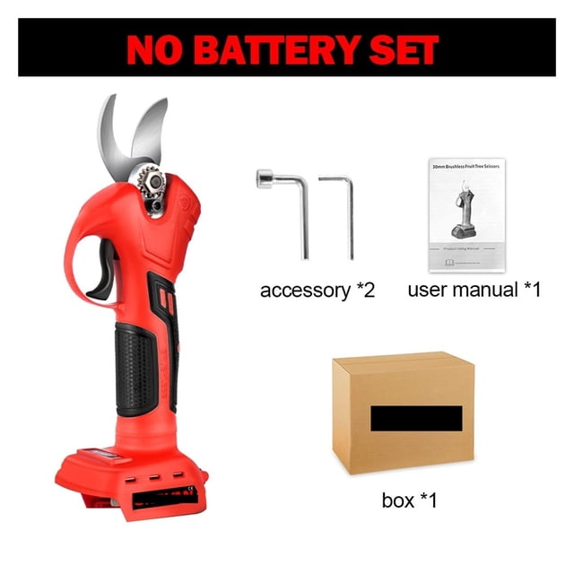 40mm Brushless Electric Pruner Battery Cordless Pruning Shears Fruit Tree Power Tools Bonsai Branches Cutter