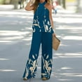thumbnail image 2 of Dyegold 2 Piece Outfits For Women Casual Summer Crossover Halter Neck Sleeveless Tank Tops Loose Wide Leg Pants Palazzo Sets, 2 of 5