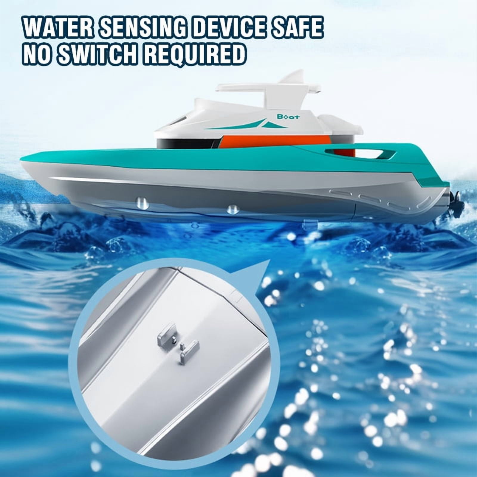 1/32 RC Boat Electric Speedboat Waterproof Racing Toys Boats for Lake & Pool, Birthday Gifts for Kids Boys Girls