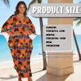 thumbnail image 7 of FKELYI Tropical Palm Tree Flower Print Womens Summer Coverup V-Neck Maxi Beach Dress Soft Caftan with 2 Pcs Chest Patch Batwing Sleeves Loungewear Plus Size Ladies Beachwear, 7 of 7
