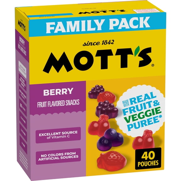 Mott's Berry Fruit Flavored Snacks, Valentine's Day, Family Pack, 40 Count, 32 oz