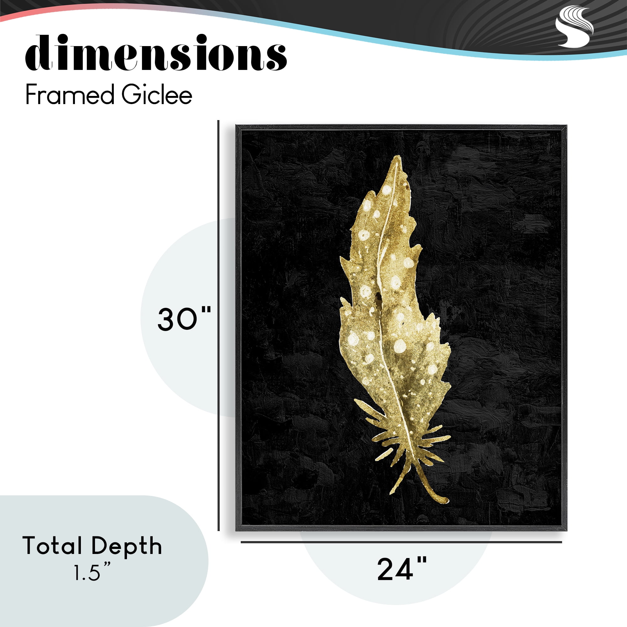 Feather On Black Black Framed Giclee Art, design by Kim Allen