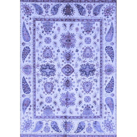 Ahgly Company Machine Washable Indoor Rectangle Abstract Blue Modern Area Rugs, 7' x 9'