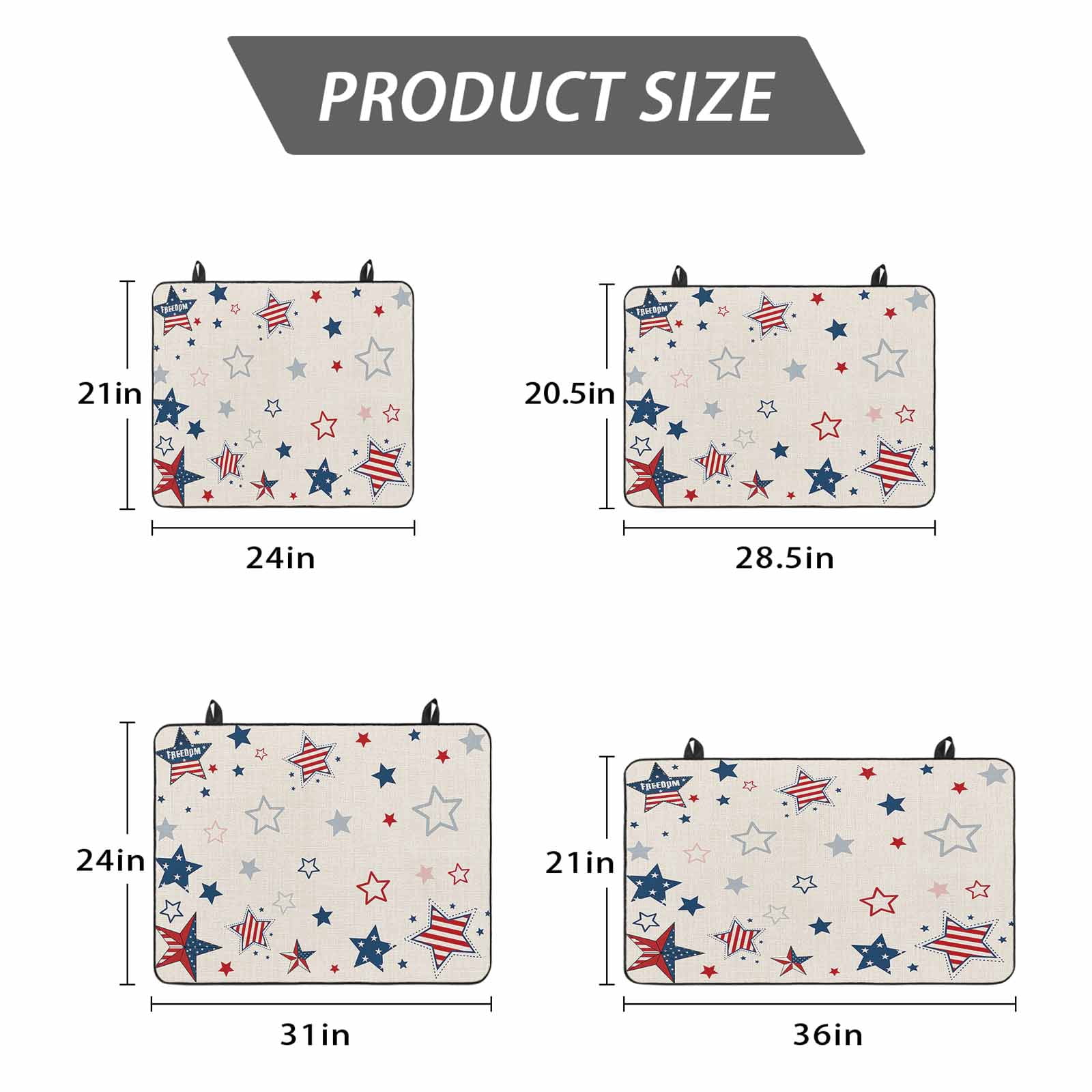 4th of July Stars Stove Top Cover for Electric Stove, Heat-proof & Non Slip Glass Top Stove Cover Protector, US Flag burlap Texture Kitchen Flat Cooktop Rubber Mat 24x21 Inches