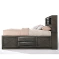 thumbnail image 5 of Bowery Hill Transitional Design Queen Size Bed with Storage, Headboard Bookcase in Gray Oak, 5 of 6
