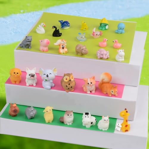 RibRave 150 Pcs Mini Resin Animals Miniature Animal Figurines Small Tiny Animal Figures Bulk for Fairy Garden Dcor Micro Landscape Ornaments Dollhouse Craft Accessories