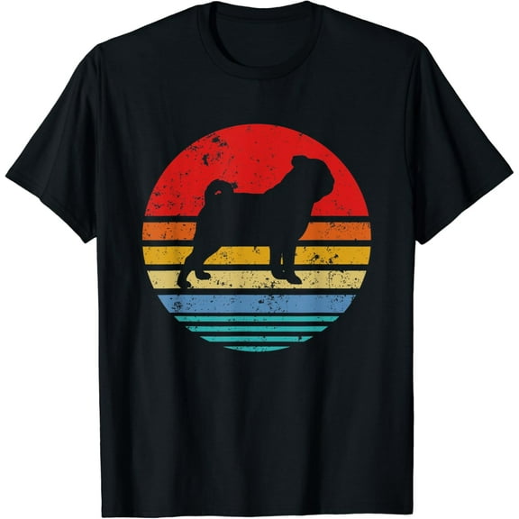t-shirt Pug Retro Sunset Distressed Mom Dad Dog Lover Gift T-Shirt mens t shirt，black，women，funny，misfits，men，journey